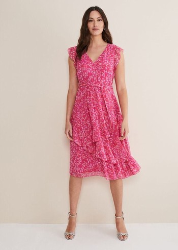 Phase Eight Breesha Floral Midaxi Dress Pink/Multicolor Canada | ZGOFHR-139